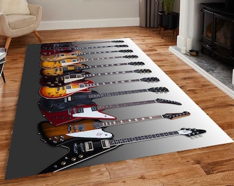 Guitar Rug, instrumental-music-beatles-rockandroll-heavy metal-Home Decor Rug, Area Rug, Kids Room Decore,  Modern Rugs, your name