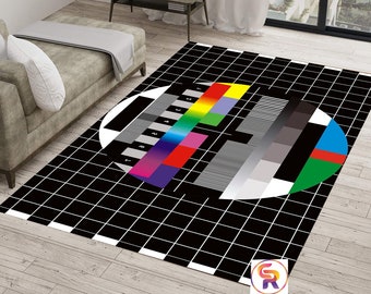 Alfombras con patrón de prueba de señal multicolor para TV, alfombras con fotos nostálgicas, alfombras para TV, alfombras de área, alfombras temáticas, alfombras modernas, alfombras modernas para decoración del hogar,