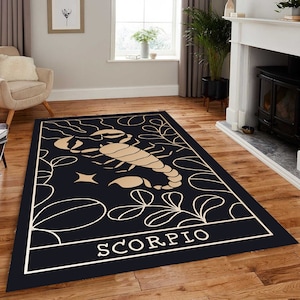 Scorpione, oroscopo, divinazione-Zodiaco-tarocchi Tappeto di design, tappeto moderno per la stanza, tappeto per la zona, tappeto a tema, tappeto per l'arredamento della casa, tappeti moderni, tappeto per la stanza dei ragazzi