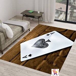 Tappeto con carte da gioco, tappeto per arredamento, tappeto con carte da gioco, tappeto da area, tappeto a tema, tappeti moderni, tappeto per cameretta, tappeto 4x6, tappeto concettuale, tappeto da gioco