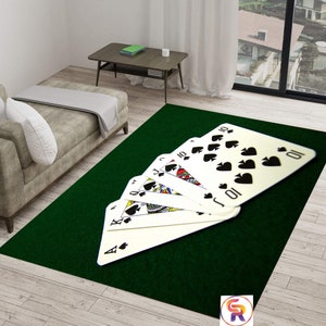 Tappeto con carte da gioco, tappeto per arredamento, tappeto con carte da gioco, tappeto da area, tappeto a tema, tappeti moderni, tappeto per cameretta, tappeto 4x6, tappeto concettuale, tappeto da gioco