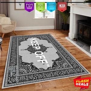 Keep Off Grey Rug, Keep Off, Modern Room Rug, Area Rug, Home Decor Rug, Modern Rugs, Living Room Rug, 4x6 Carpet, Concept Rug, Non Slip Rug