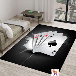 Tappeto con carte da gioco, tappeto per arredamento, tappeto con carte da gioco, tappeto da area, tappeto a tema, tappeti moderni, tappeto per cameretta, tappeto 4x6, tappeto concettuale, tappeto da gioco