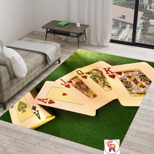 Tappeto con carte da gioco, tappeto per arredamento, tappeto con carte da gioco, tappeto da area, tappeto a tema, tappeti moderni, tappeto per cameretta, tappeto 4x6, tappeto concettuale, tappeto da gioco