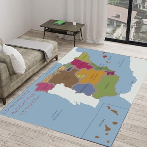 Tapijt met wereldkaarten, Spanje tapijt, kinderspeltapijt, woondecoratietapijt, karpet, thematapijt, moderne tapijten, tapijt jongenskamer, 4 x 6 tapijt,