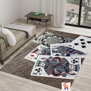 Tappeto con carte da gioco, tappeto per arredamento, tappeto con carte da gioco, tappeto da area, tappeto a tema, tappeti moderni, tappeto per cameretta, tappeto 4x6, tappeto concettuale, tappeto da gioco