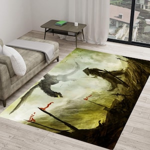 Samurai Rug, Japanese Culture Rugs, Anime Rug, Home Decor Rug, Game Rug, Area Rug, Themed Rug,  Modern Rugs, Boys Room Rug, Dijital Art Rugs