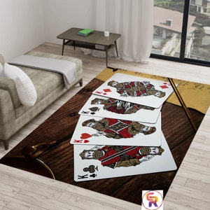 Tappeto con carte da gioco, tappeto per arredamento, tappeto con carte da gioco, tappeto da area, tappeto a tema, tappeti moderni, tappeto per cameretta, tappeto 4x6, tappeto concettuale, tappeto da gioco