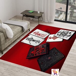 Tappeto con carte da gioco, tappeto per arredamento, tappeto con carte da gioco, tappeto da area, tappeto a tema, tappeti moderni, tappeto per cameretta, tappeto 4x6, tappeto concettuale, tappeto da gioco