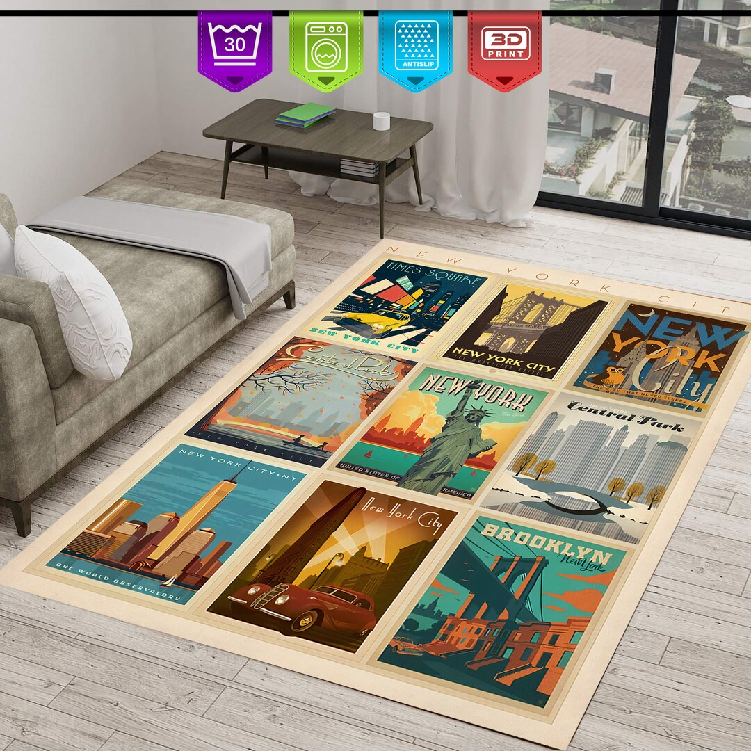 Nostalgic Rug Design Nostalgic-old America Cities Design Rug Gift for Him Modern - Etsy