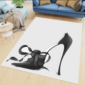 Alfombra decorativa, alfombra con forma de zapatos, diseño de zapatos, zapatos de tacón, alfombra colorida, alfombra con arte 3D, alfombra inspiradora, alfombra fantástica, alfombra para sala de estar, antideslizante, alfombra de área