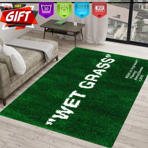  Wet Grass Rug, Keep Off White Rug, Virgil Abloh Rugs, Bed Rug,  Carpet for Living Room, Area Rug, Rugs for Bedroom, Home Decor, GZM1211.1  (31”x55”)=80x140cm : Home & Kitchen