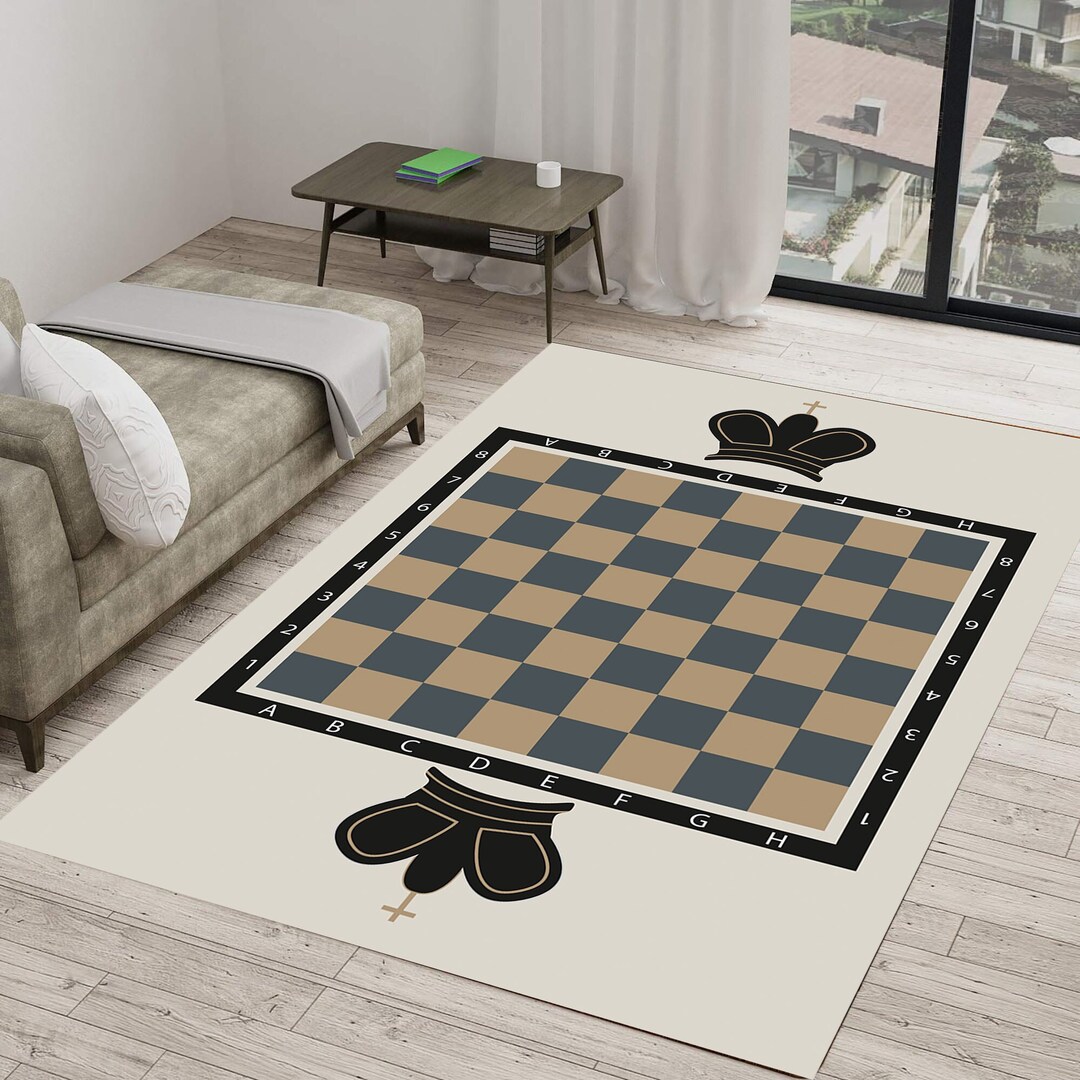 Chessboard Pattern Rug: Modern Game Room Carpet - Etsy