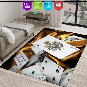 Tappeto con motivo a carte da gioco, poker, jolly, jack, re, tappeto moderno, tappeto per la casa, tappeti per l'estetica della camera da letto, tappeto,