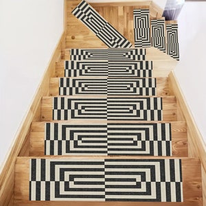 Vortex Stair Rug,Geometric Rug,Zebra Decor,Stair Mat,Stair Tread Rug,Design Stair Tread,Stair Runners for Steps,Indoor Outdoor Stair Tread