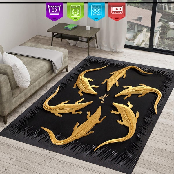 Crocodile, Crocodile Rug,Aesthetic Rug,Living Room Rug,Fan Area Rugs,Custom Gift Rug,Themed Rug,Modern Rug,Non-Slip Rug,Area Rug,Animals Rug