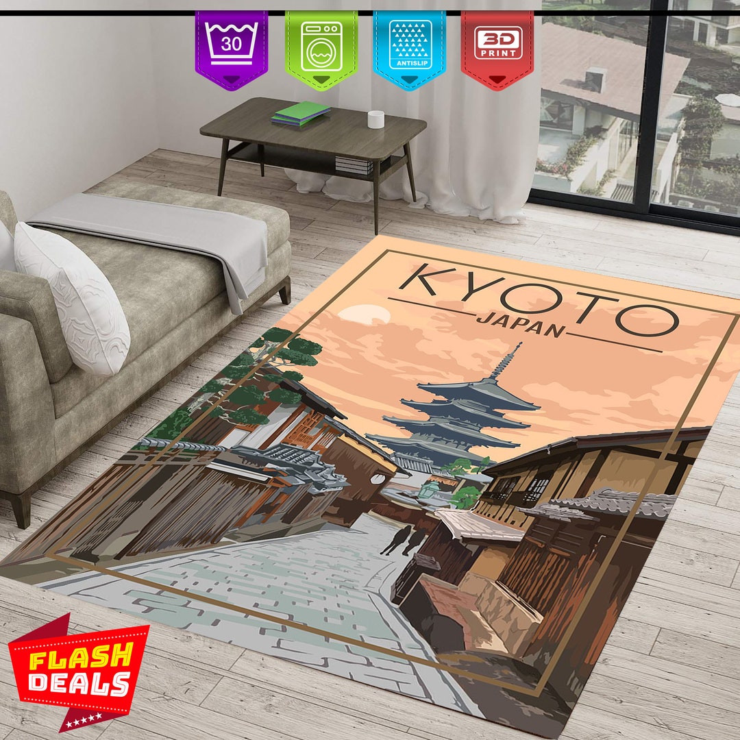 Japanese Patterned Rug Kyoto Japan Patterned Rug: Modern Home Decor Area Rug - Etsy