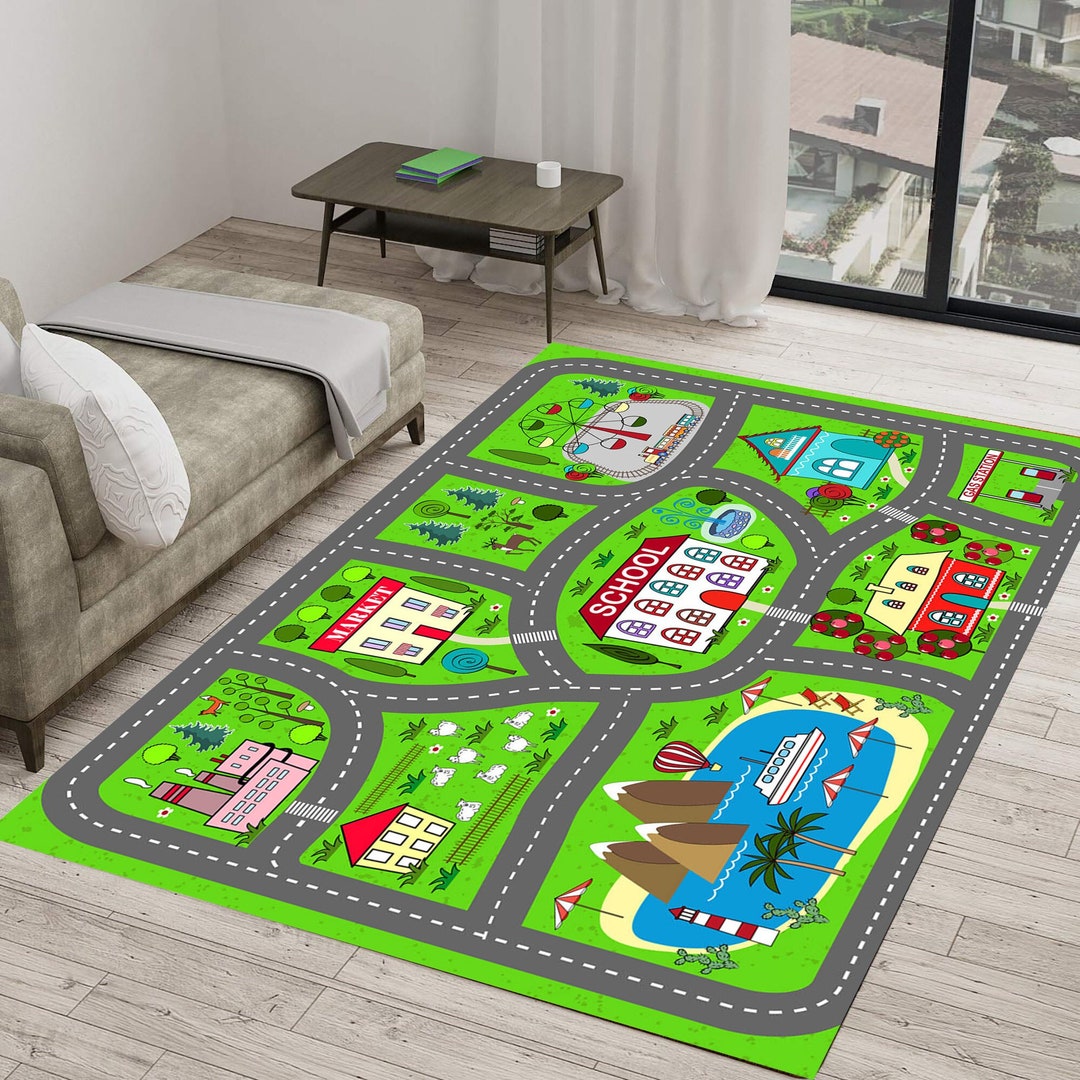 City Road Map Rug: Kids Educational Play Mat, Room Decor - Etsy