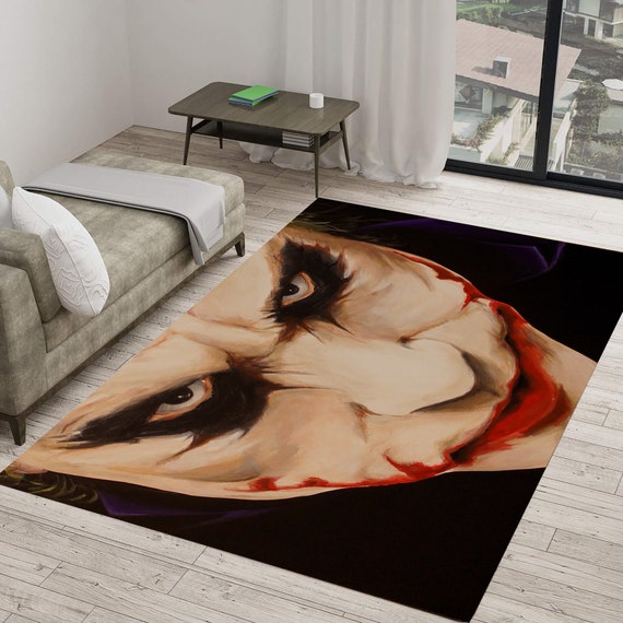 Joker Design Chenille Rug: Modern Movie Room Decor, Anti-Slip 3x5