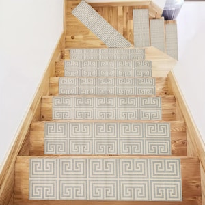 Beige Stair Rug,Labyrinth Pattern,Stair Mat,Stair Treads,Stair Step,The Record Patterned Rug,Special For Your Home Rug,Easy to Clean