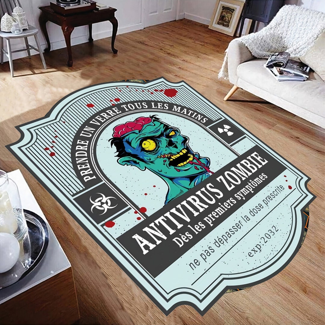 Zombie Horror Rug: Oval Gamer Room Carpet - Etsy