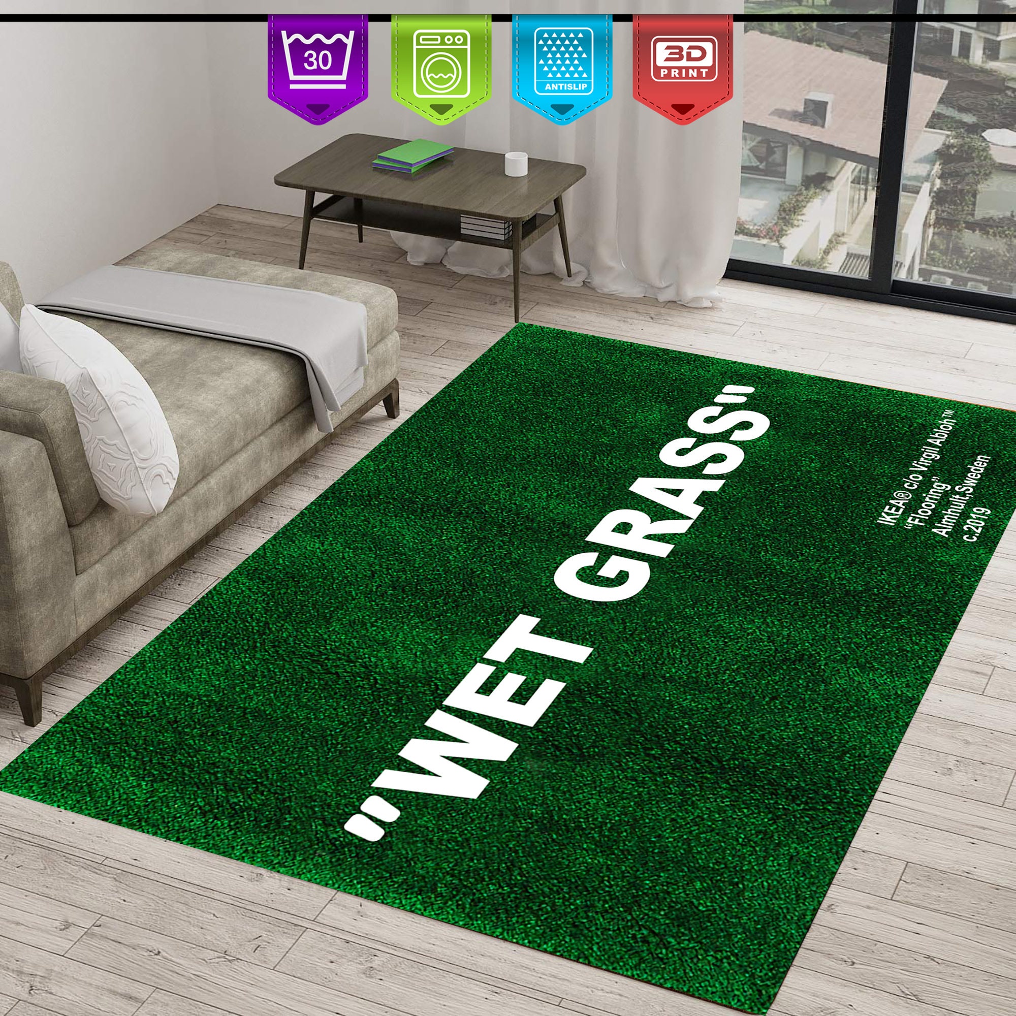 Green Rug Wet Grass Rug Wet Grass Custom Rug Fantastic Rug Home Decor Rug Living Room Rug Area Rug Modern Rug Etsy Polska