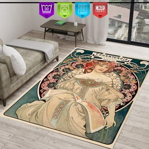 F. Champenois Imprimeur-Editeur (1898) Poster painting Rug, Alphonse Mucha's Drawing Rugs, Home Decor Rug,Area Rug, Themed Rug,  Modern Rugs