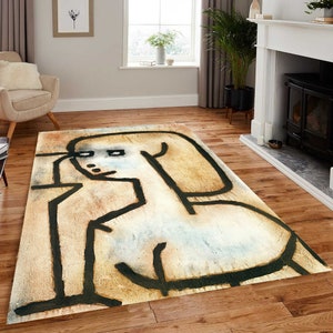 Rug of the Portraits of Girl in Mourning (1939) Painting Rug, Art Rug, Paul Klee&#39;s Drawing Rugs, Home Decor Rug, Modern Rugs, Nostalgic Rugs