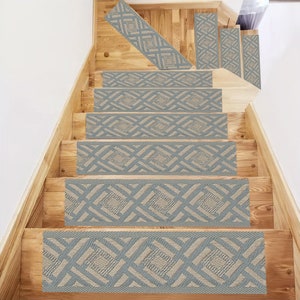 Traditional Rug,Grey Decor,Stair Mat,Stair Tread Rug,Easy to Clean,Design Stair Tread,Stair Runners for Steps,Indoor Outdoor Stair Tread