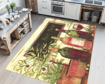 Wine Decor,Tumbled Rug,Kitchen Rug,Kitchen Decor Rug,Colorful Rug,Design Rug,Fantastic Rug,Home Decor Rug,Living Room Rug,Cook Area Rug
