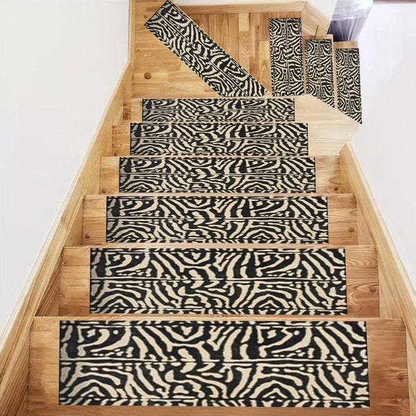 Zebra Print Rug,African Rug,Zebra Pattern,Stair Mat,Stair Tread Rug,Design Stair Tread,Stair Runners for Steps,Indoor Outdoor Stair Tread