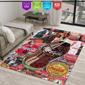 Coca Cola Retro,Puzzle Pattern,Coca Cola,Red Rug,Coke,Coke Gift,Aesthetic Rug,Picnic Rug,Fantastic Rug,Home Area Decor Carpet,Kitchen Rug