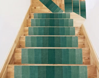 Stair Mat,Green Stair Rug,Shades of Green,Stair Rug,Non Slip,Stair Step,The Record Pattern Rug,Special For Your Home Rug,Design Stair Tread