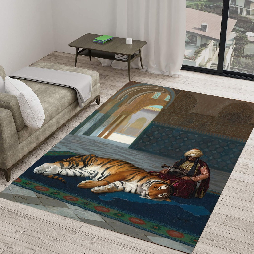 Le Tigre Et Le Gardien Art Rugs, Jean Leon Gerome, French Home Decor ...