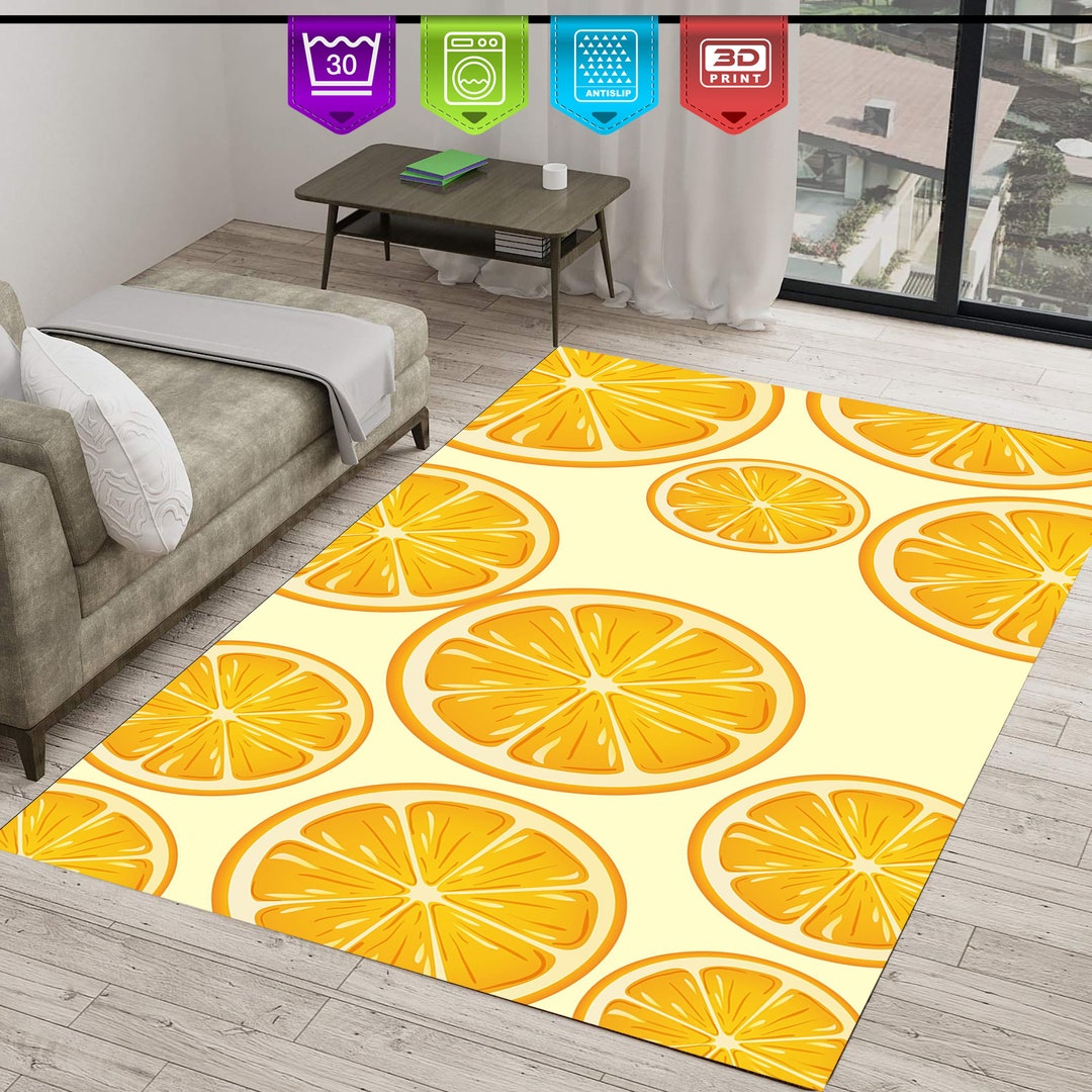 Slice Rugs Orange Slice Pattern Rug: Modern Art Chenille Carpet - Etsy