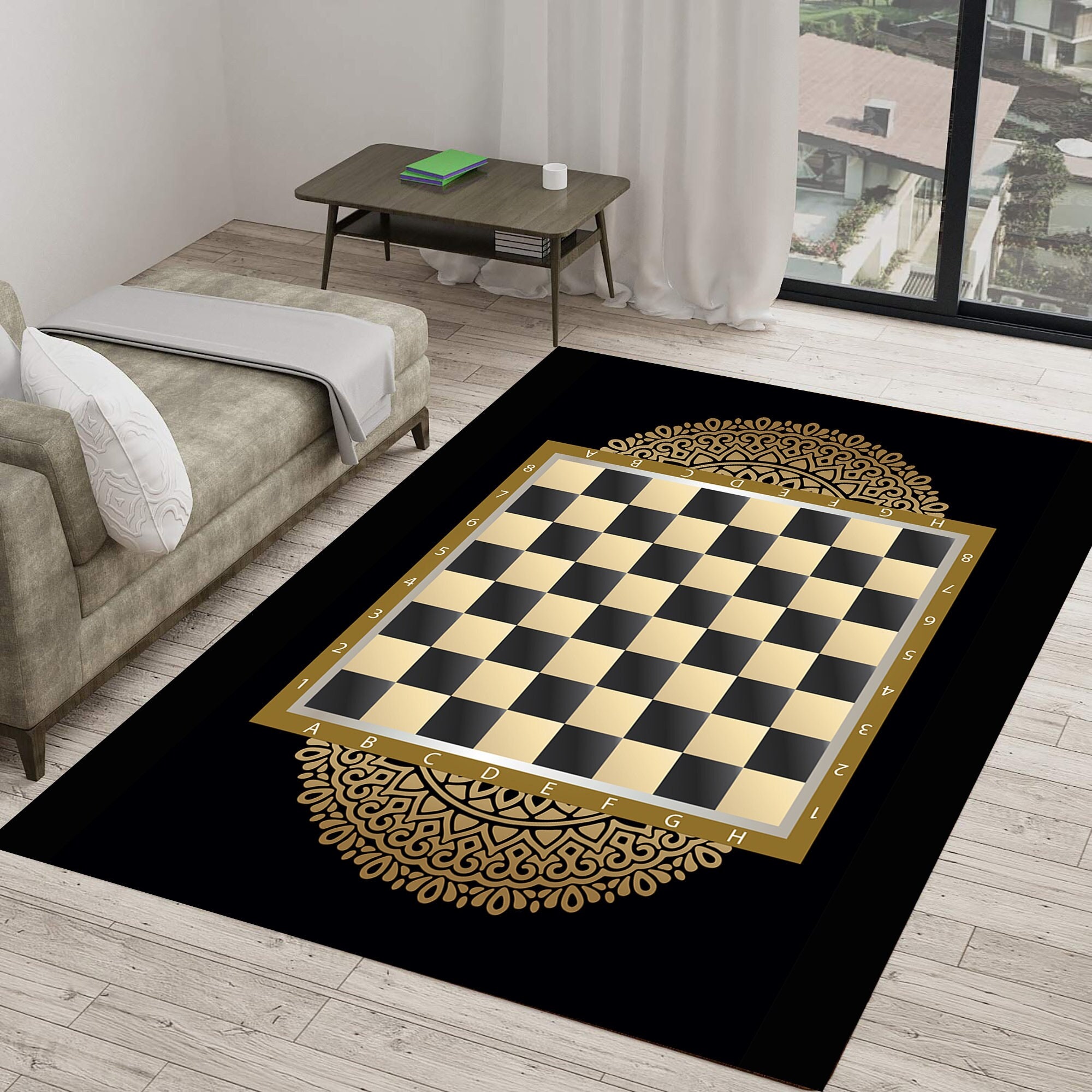 Chess Board Fabric, Wallpaper and Home Decor