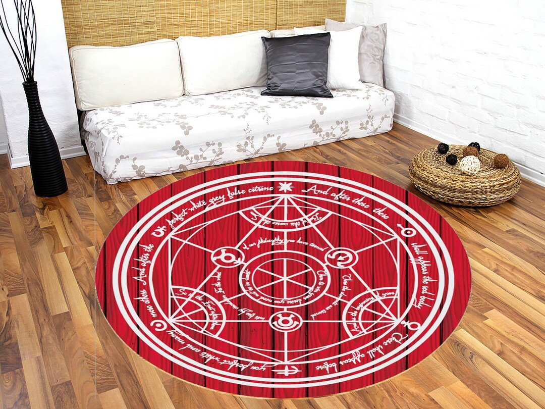 FMA Alchemist Transmutation Circle Red Round Rug: Anime Manga Decor - Etsy