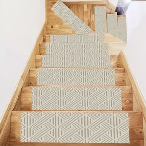 Stair Mat,Geometric Decor,Stair Step,The Record Patterned Rug,Special For Your Home Rug,Designer Stair Tread,Stair Runners for Steps