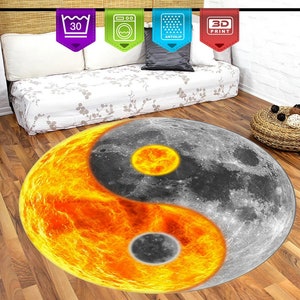 Alfombra Yin-Yang, Yin Yang, Alfombra estampada Yin Yang, Alfombra redonda, Alfombra personalizada, Alfombra popular, Alfombra de decoración del hogar, Alfombra de sala de estar, Alfombra moderna, Alfombra fantástica