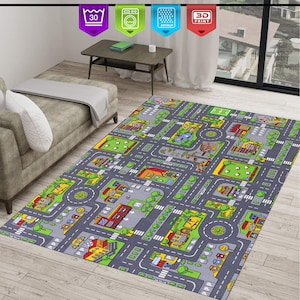 City Road,Metropolis Spielteppich,Verkehrsteppich,Spielteppich,Kinderzimmer, Kinderteppich, Kinderzimmerdeko, Individueller Teppich, Verlobungsgeschenk, Waschbarer Teppich