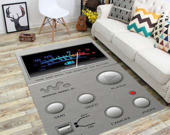 Battery Pattern,Time-Date,Music Rug,Music Player,Cool Rug,Grey Rug,Design Rug,Home Decors,Living Room Rug,Area Rug