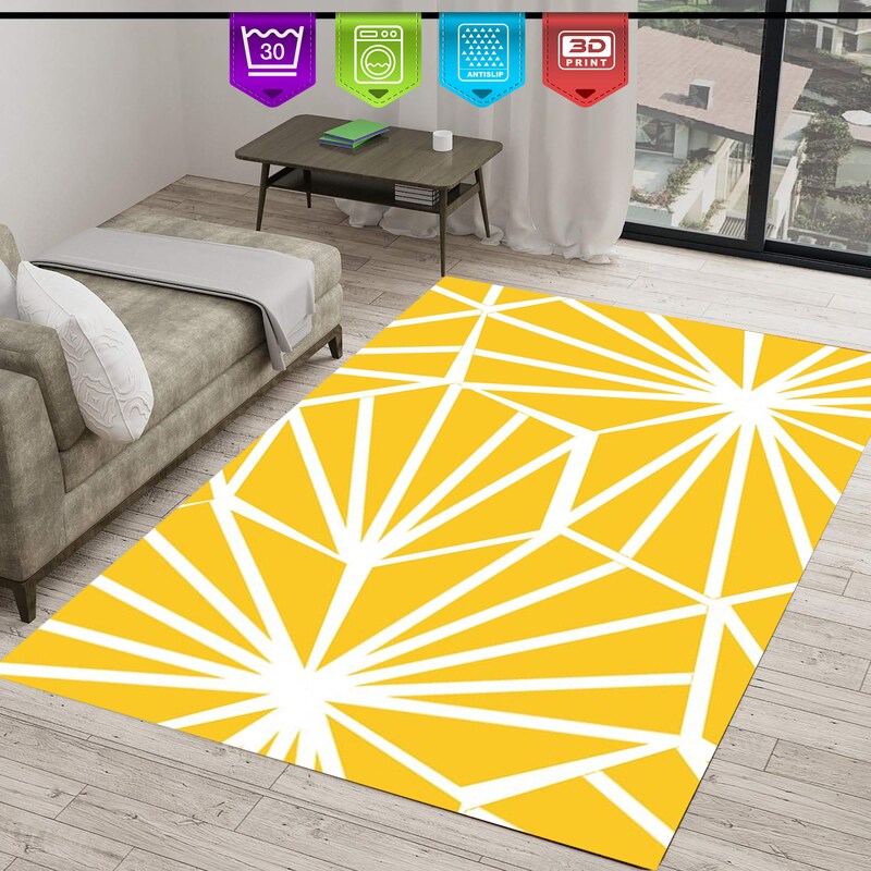 Yellow Rug - Etsy UK