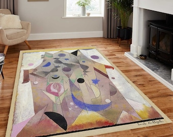 Art Rugs, Rug of the Portraits of  Nachtigallen 1917 Painting Rug, Paul Klee's Drawing Rugs, Home Decor Rug, Modern Rugs, Nostalgic Rugs