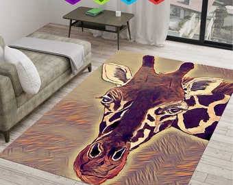 Giraffe Rug,Animal Rug,African Giraffe,Nursery Decor,Giraffe Pattern,Gift for Kids,Animal Art,Living Room Rug,African Art Carpet,Area Rug