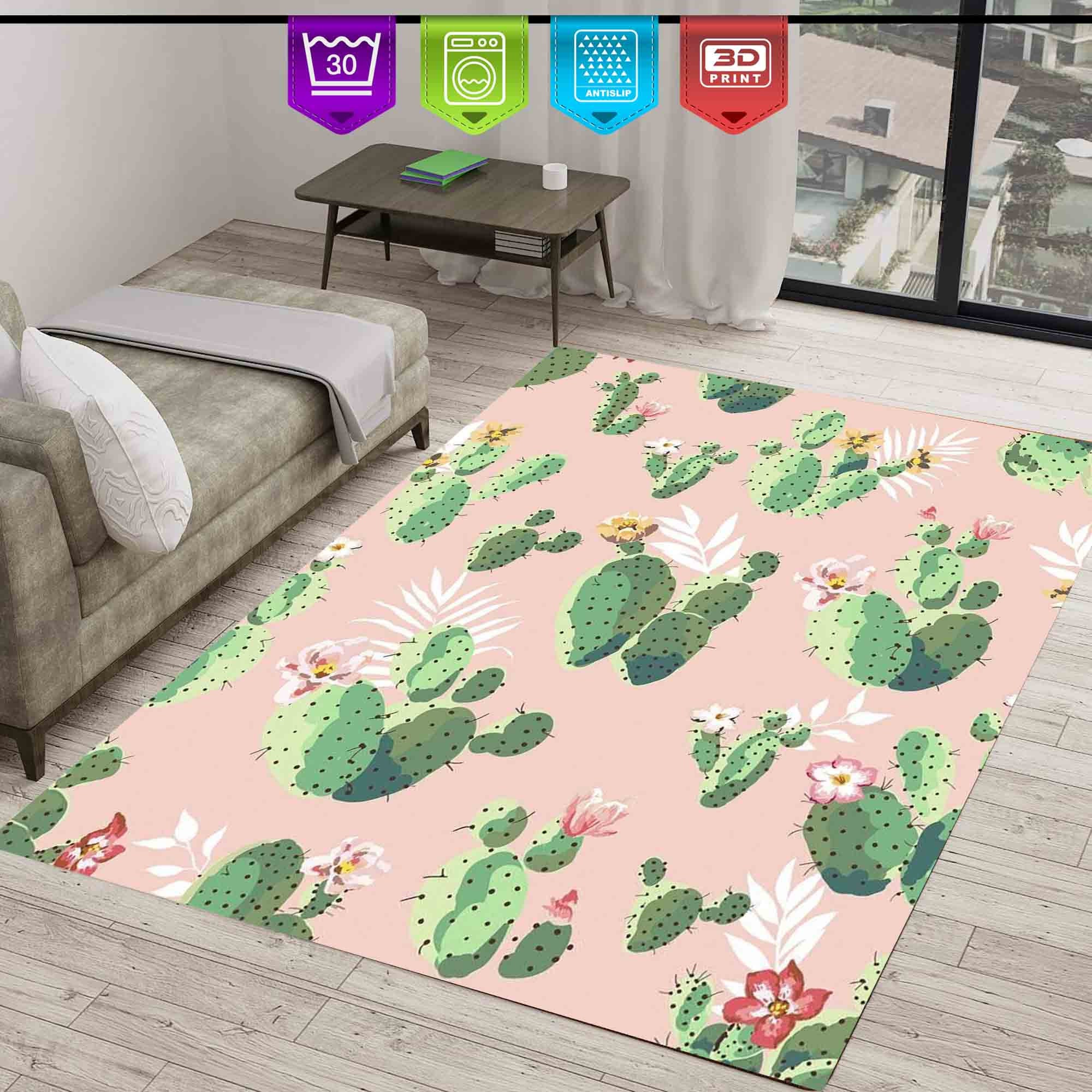 Cactus Decor Rug,Colorful Rug,Design Rug,Kitchen Rug,Tumbled Rug,Home Decor Rug,Living Room Rug,Area Rug,Modern Rug