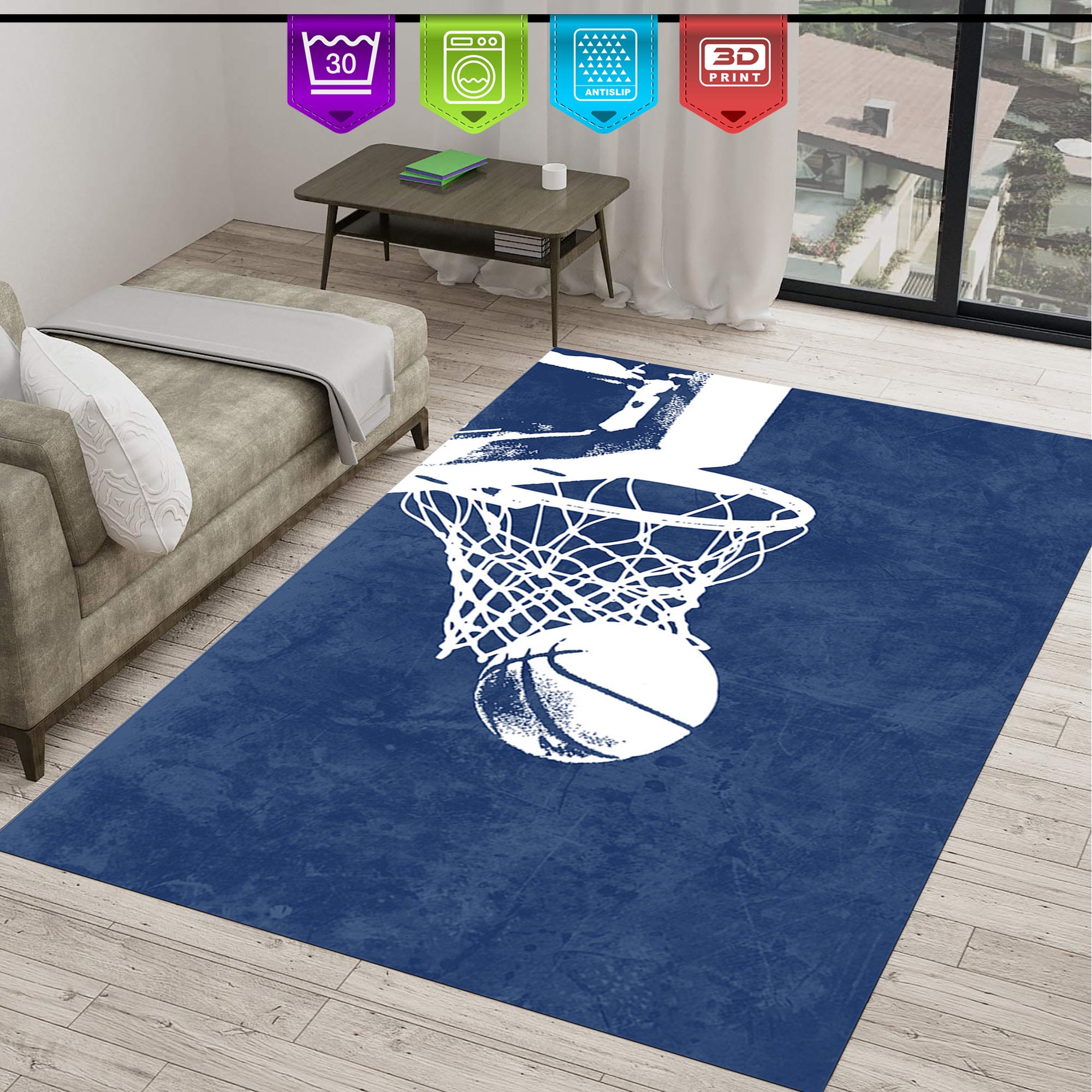 Basketball Rug 4x5, Watercolor Tie Dye Hip Hop Style Carpet, Colorful  Basketball Games Indoor Floor Rug, Balls Theme Decorative Rug Gradient Game