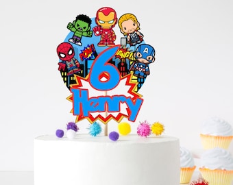 Personalised Superhero Cake Topper, Superhero Party Decorations, Birthday Comics Cake Topper