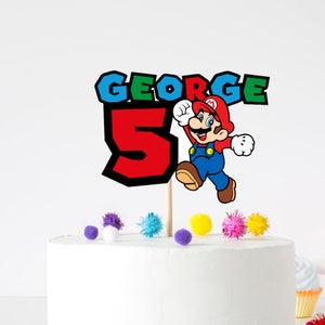 Mario Personalised Cake Topper, Mario Party Decorations, Birthday Mario and Mario Cake Topper