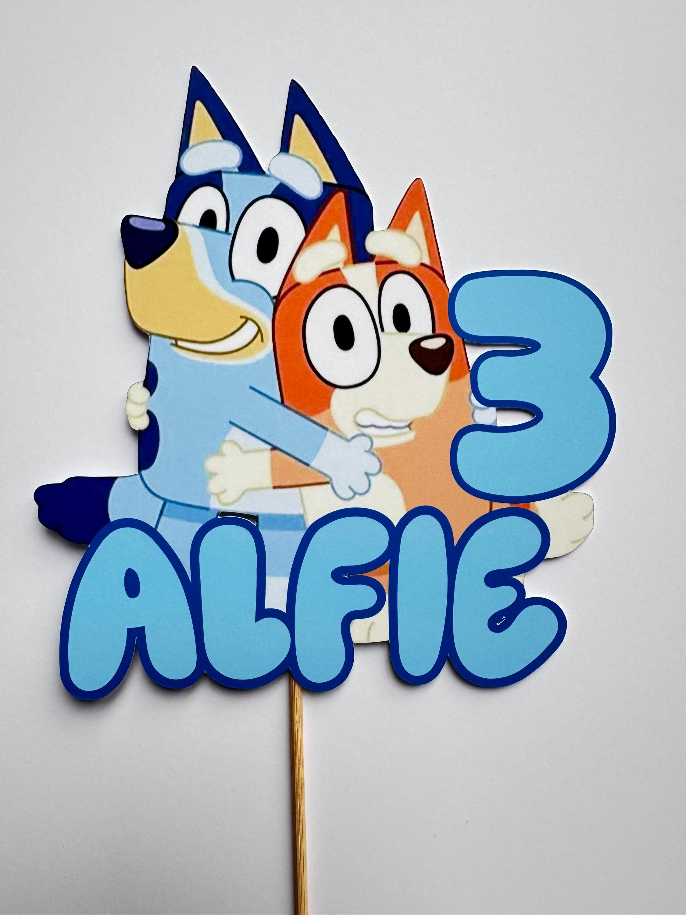 Blue Cartoon Birthday Cake Topper | Kids Birthday Party Personalised ...