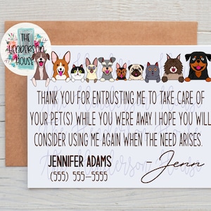 Note Cards | Pet Sitter | Personalized Stationary Cards | Thank You Notes | Dogs and Cats | Dog Sitter | Notes | Cat Sitter | Stationary